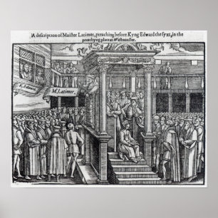 Póster Hugh Latimer que predica ante rey Edward VI