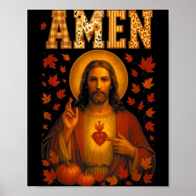 Póster Hugvyn Amen Fall Jesus Christian Bible Verses Than (Frente)