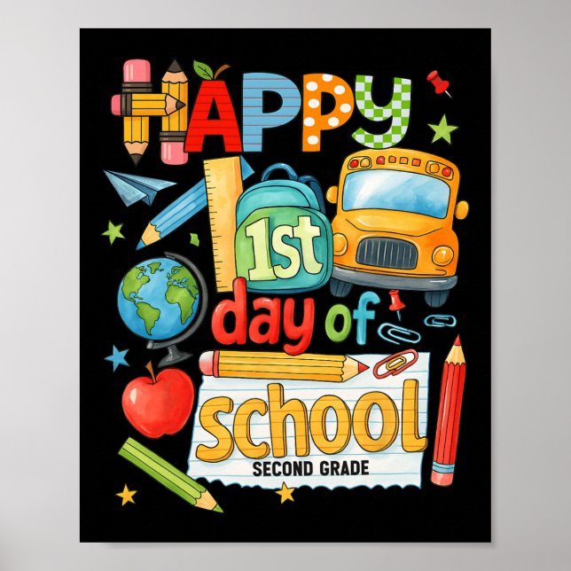 Póster Hugvyn Back To School Second Grade Teacher 2nd Gra (Frente)