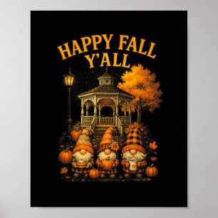 Póster Hugvyn Feliz Otoño Para Todos Gnomo Calabaza Día d