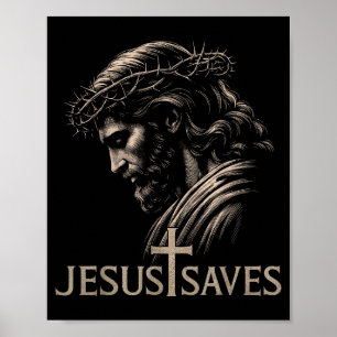 Póster Hugvyn Jesús salva la cruz de la fe cristiana mini