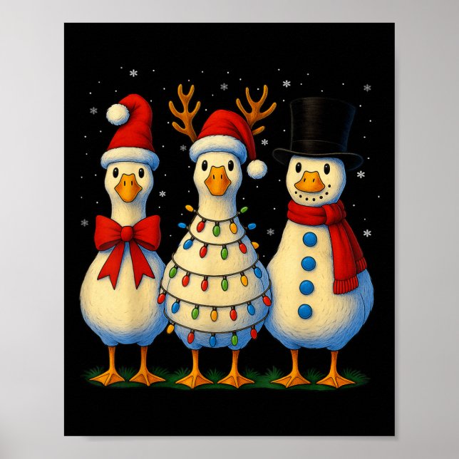 Póster Hugvyn Navidades_ Funny Santa Goose Silly Merry Go (Frente)