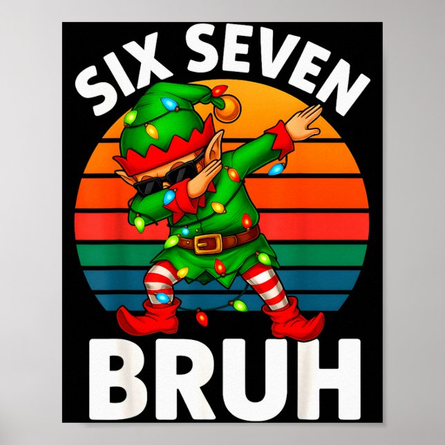 Póster Hugvyn Seis Siete 6 7 Meme haciendo Dabbing Elfo F (Frente)