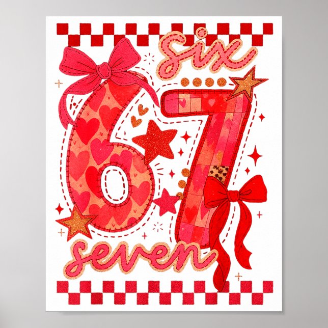 Póster Hugvyn Six Seven Valentine 6 7 Meme Checkered Coqu (Frente)
