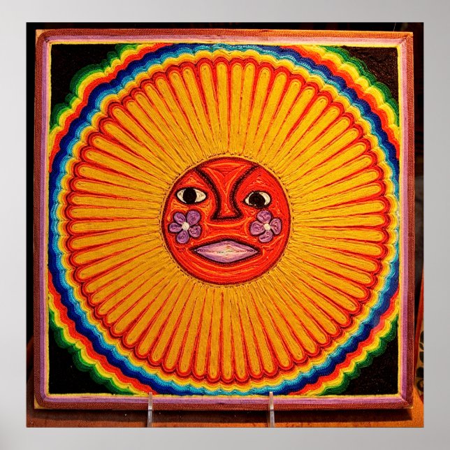 Póster Huichol String Art, México Gran foto en lienzo (Frente)