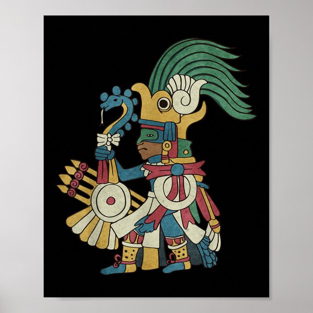 Póster Huitzilopochtli Azteca Dios Azteca Mitología Mayan (Frente)