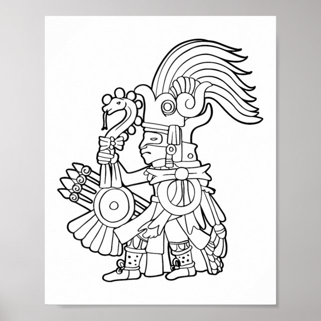 Póster Huitzilopochtli Azteca Dios Azteca Mitología Mayan (Frente)