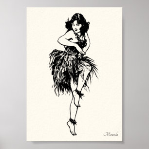 Póster Hula Pin Up Art Print adecuado para enmarcar Miran