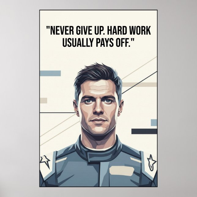 Póster Hülkenberg Quote Poster – Never Give Up (Frente)