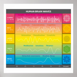 Póster Human Brain Waves Diagram - Rainbow Colors