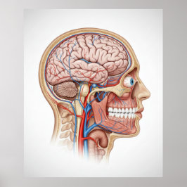 Póster Human Head and Brain Anatomy Science Poster