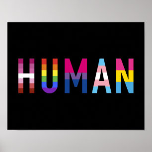 Póster Humano con bandera de pandilla lesbiana, gay, bi,