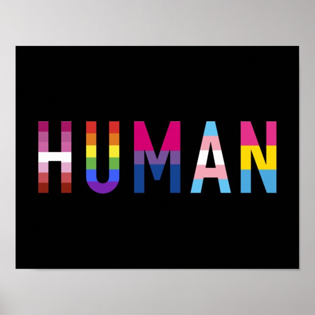 Póster Humano con bandera de pandilla lesbiana, gay, bi,  (Frente)