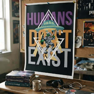 Póster Humanos Divertidos No Existen Retro Sci-fi Alien