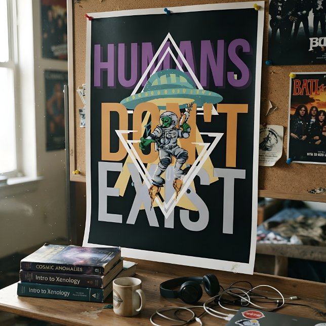 Póster Humanos Divertidos No Existen Retro Sci-fi Alien (Subido por el creador)