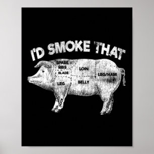 Póster Humaría esa divertida carne de cerdo humeante de b