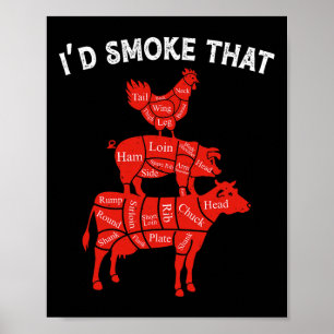 Póster Humaría esa parrillada de barbacoa para fumadores