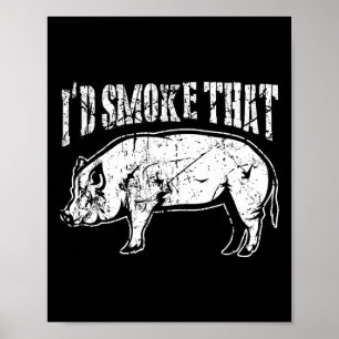 Póster Humaría ese retro de cerdo bbq bajo y lento