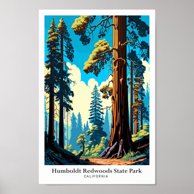 Póster Humboldt Redwoods Parque estatal Ilustracion de vi (Frente)
