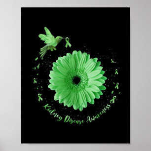 Póster Hummingbird Cinta verde girasol enfermedad renal