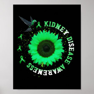 Póster Hummingbird Cinta verde girasol enfermedad renal