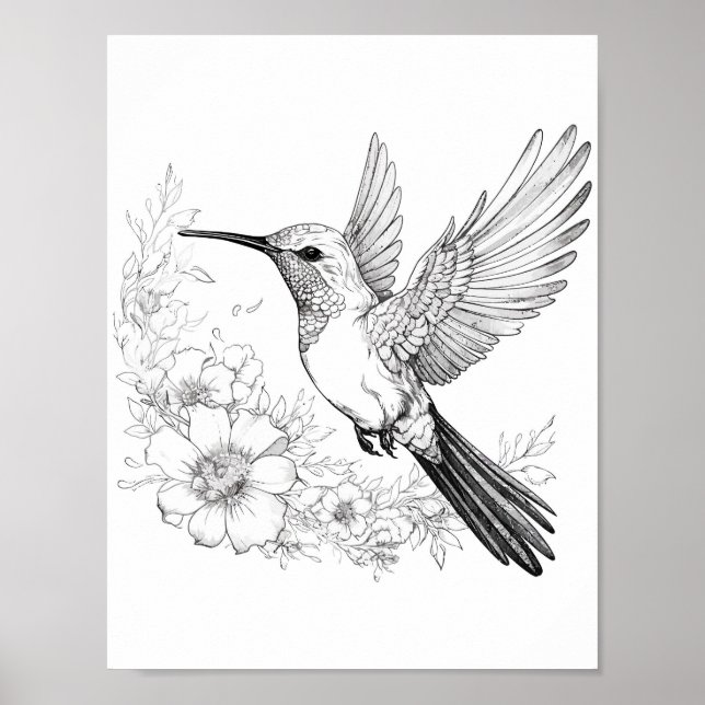 Póster Hummingbird Coloring adulto (Frente)