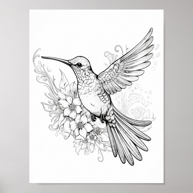 Póster Hummingbird Coloring adulto (Frente)