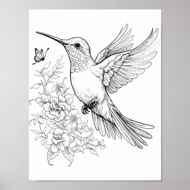 Póster Hummingbird Coloring adulto (Frente)
