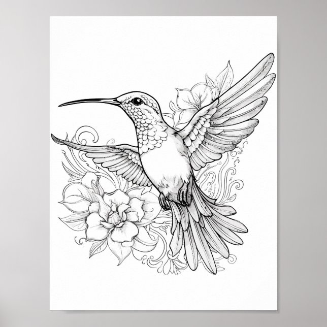 Póster Hummingbird Coloring adulto (Frente)