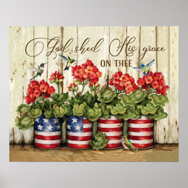 Póster Hummingbird Dios derramó sus regalos de Grace (Frente)