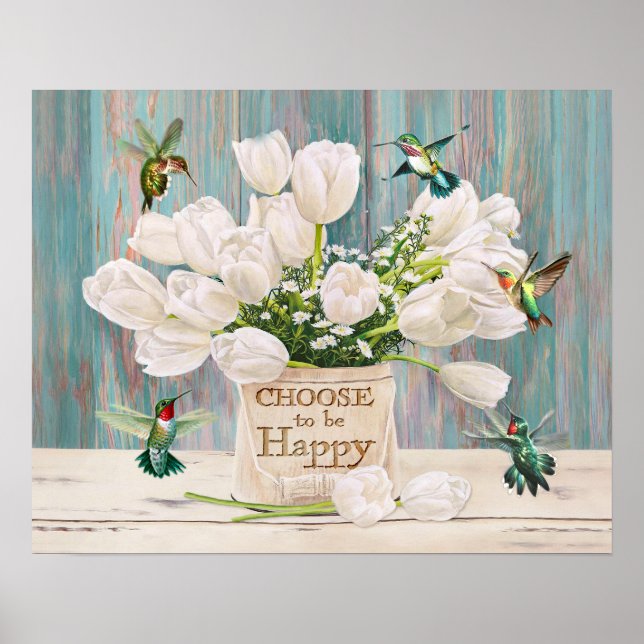 Póster Hummingbird Elige ser feliz Regalos para Calentami (Frente)