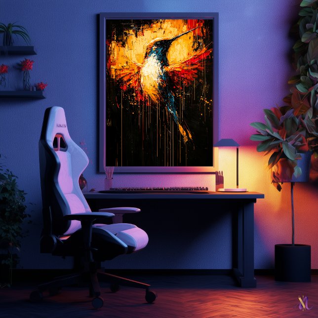 Póster Hummingbird expresionista contemporáneo radiante (Subido por el creador)