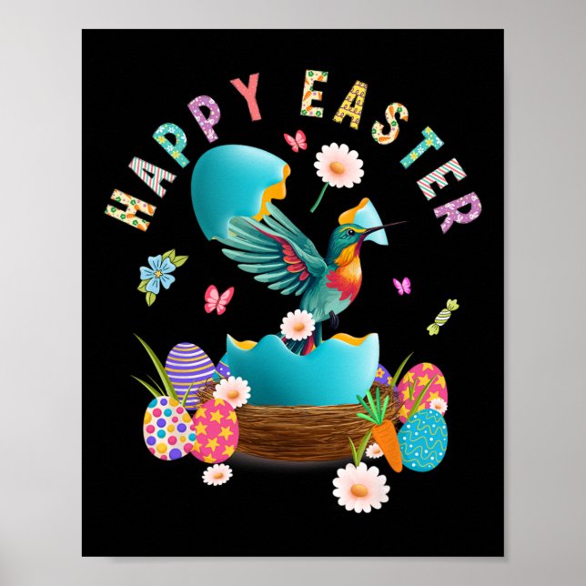 Póster Hummingbird Happy Easter Egg Hung Easter Day Hu (Frente)