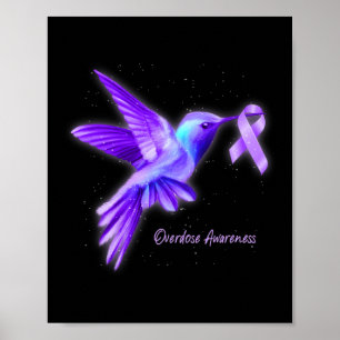 Póster Hummingbird Holding Purple Ribbon Sobredosis Aware
