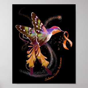 Póster Hummingbird Sostener Naranja Ribbon Leucemia Conci