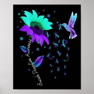Póster Hummingbird Suicidio De Sunflower verde azulado Y