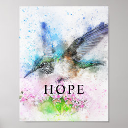 Póster Hummingbird Watercolor Office Decor Matte Poster
