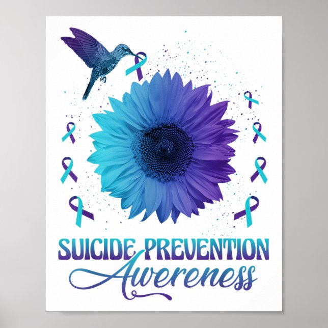 Póster Hummingbird With Sunflower Suicide Prevention Awar (Frente)