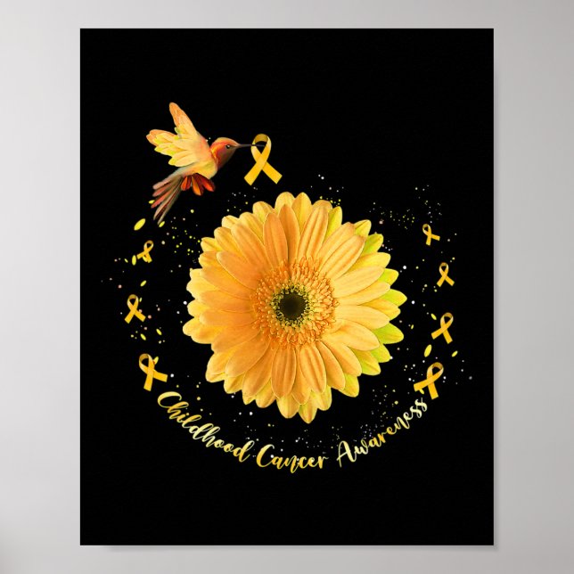 Póster Hummingbird Yellow Sunflower Niñez con cáncer (Frente)