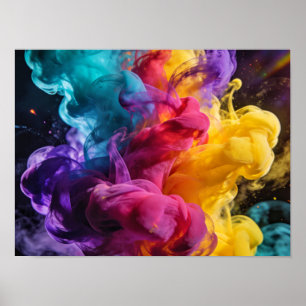 Póster Humo colorido vibrante que gira en una abstracción