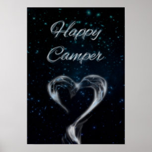 Póster humo de amor de campista feliz