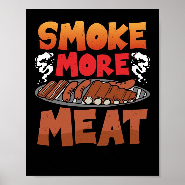 Póster Humo más carne Humo parrilla carne carne (Frente)