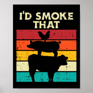 Póster Humo Que Fuma La Carne Retro De Carne De Pollo