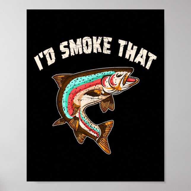 Póster Humo Que La Camisa Bbq Fiesta Salmon Pesca Gracios (Frente)