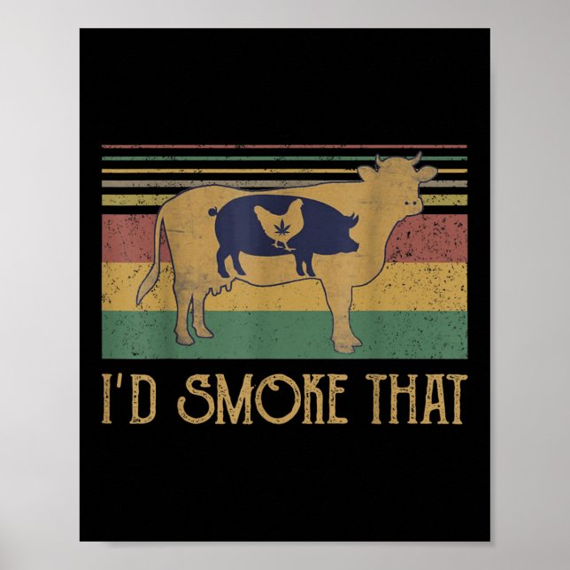 Póster Humo Que Vintage Funny Bbq Grilling Fiesta (Frente)