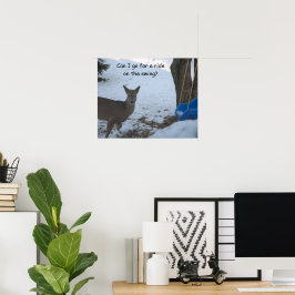 Póster Humor Bebé Buck Nieve Columpio Azul Bebé