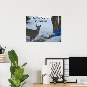 Póster Humor Bebé Buck Nieve Columpio Azul Bebé
