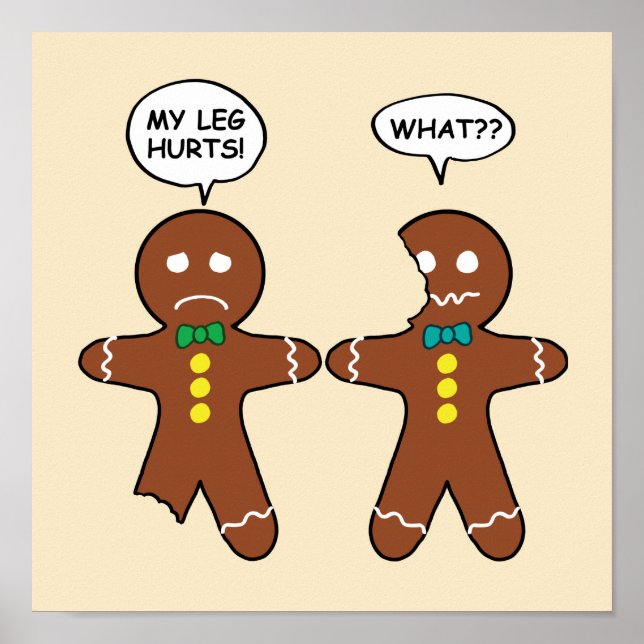 Póster Humor beige de Navidades de galletas de pan de jen (Frente)