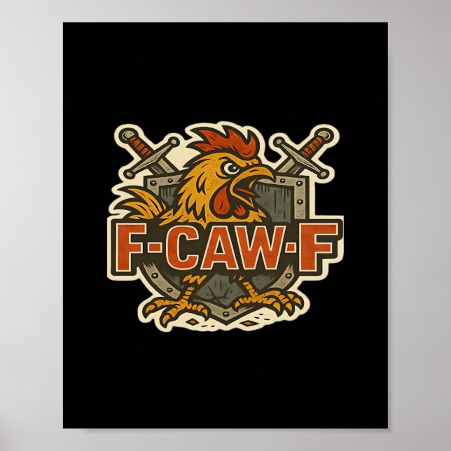 Póster Humor Cuervo Divertido F-Caw-F Gótico (Frente)