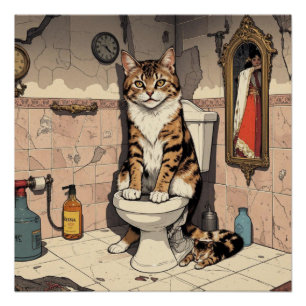Póster Humor de baño de Ragdoll Cat Kitten